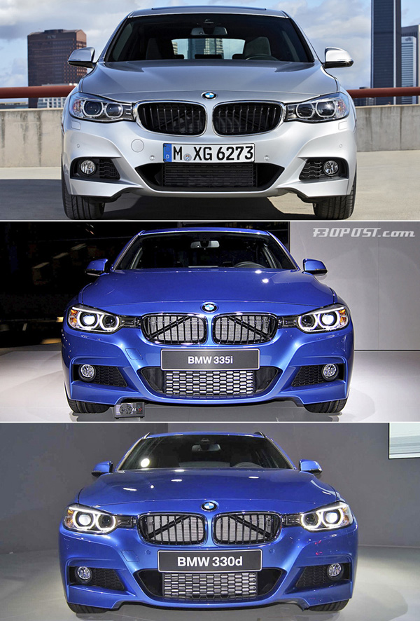 фото-сравнение BMW 3 серии F34 GT + F30 Sedan +  F31 Touring